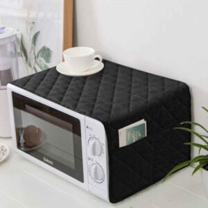 black quilted cotton microwave cover